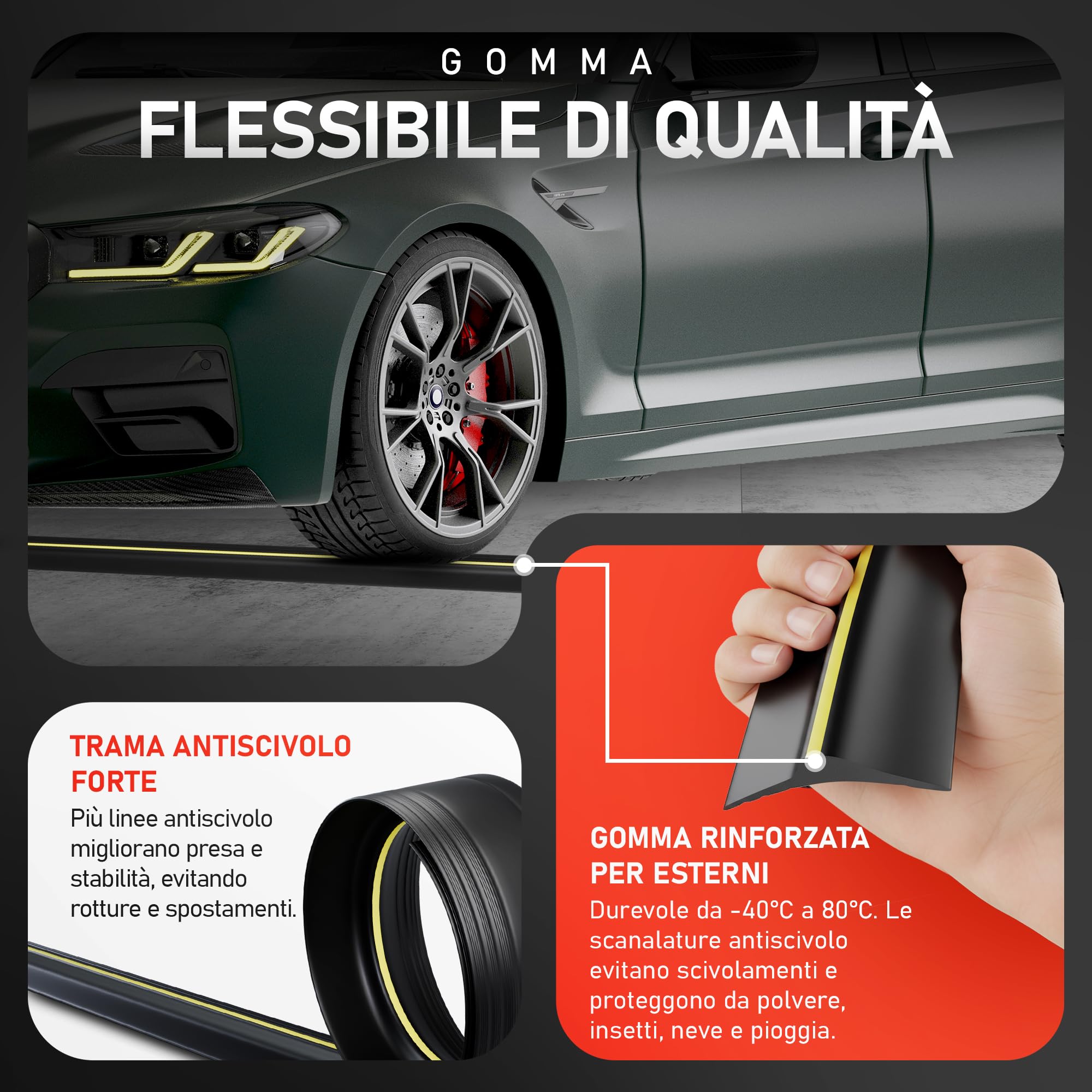 Guarnizione Porta Garage 3M | Impedisce il Passaggio di Acqua, Polvere e Freddo – Installazione Facile | Guarnizione Garage | Include Silicone per EDPM (3 m)