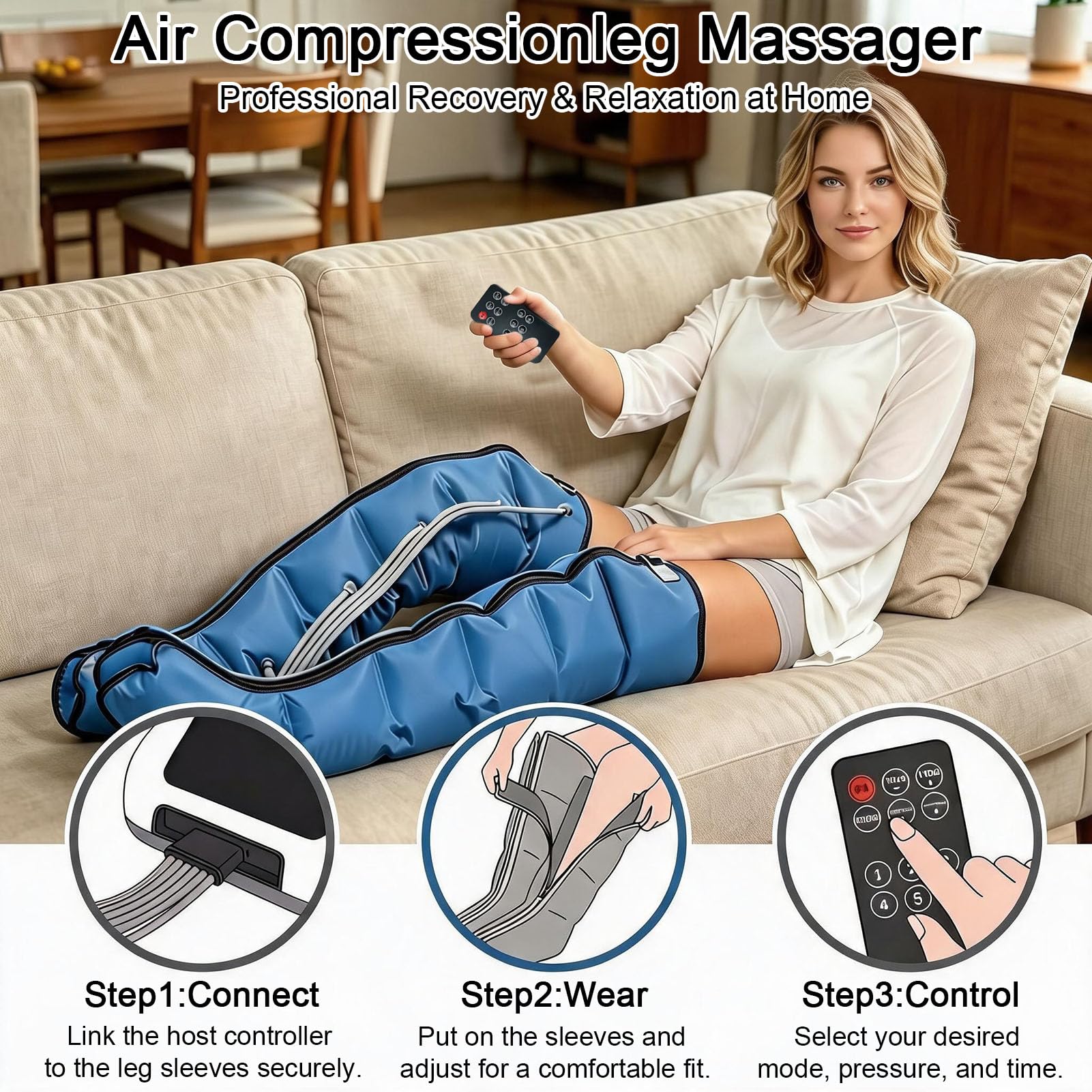 Pressoterapia Linfodrenaggio Professionale 6 Camere Macchinario Pressoterapia Per Casa Gambe E Addome E Braccio, Massaggio Linfatico Drenante Per Circolazione Con 6 Programmi