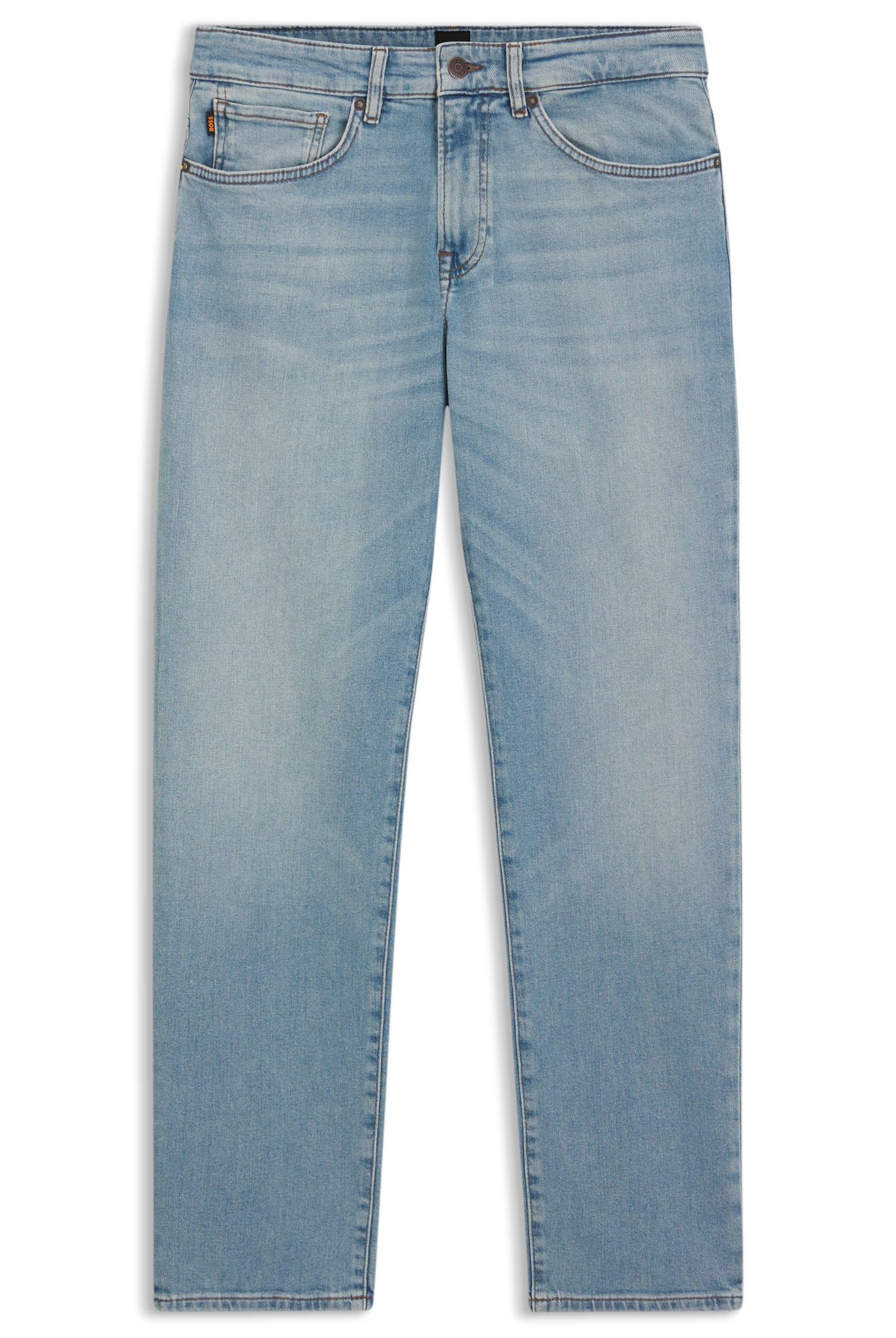 Boss Men's Blue Re.maine Bc Straight Denim Jeans With Iconic Logo Patch in Size 38 R, Sports Direct