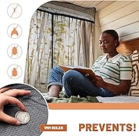 Vista 6 de Van Bug - Puerta mosquitera magnética para furgonetas de techo alto, pantalla transpirable para caravana con cremallera central, protección