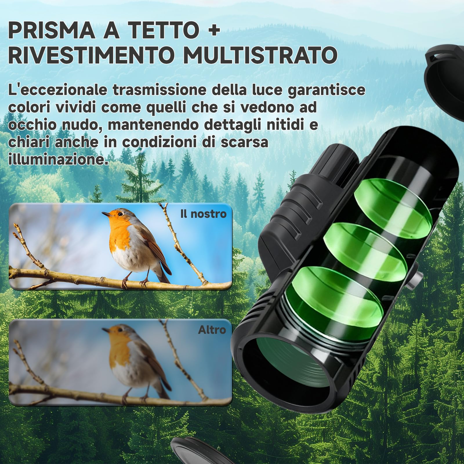 Telescopio Monoculare 8x42 ad Alta Potenza per Campeggio | HD Telescopio Monoculare Professionale Compatto per Adulti con Treppiede, per animali selvatici,caccia, campeggio