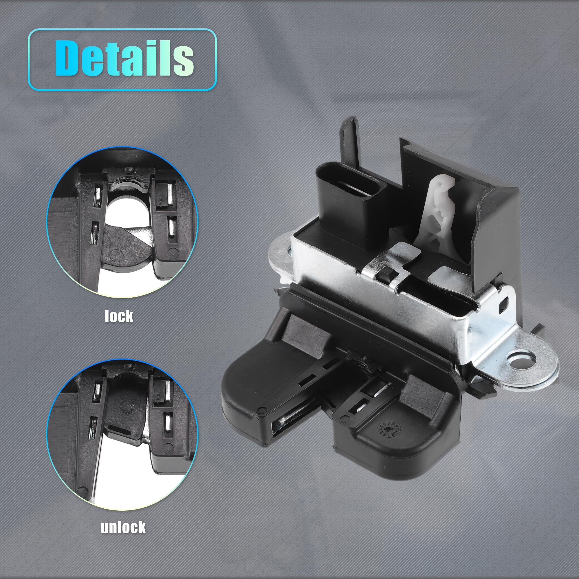 QUARKZMAN Serratura di Ricambio per Portellone Posteriore per VW POLO, Attuatore di Blocco Portellone No.6R0827505B/6R0827505C Nero