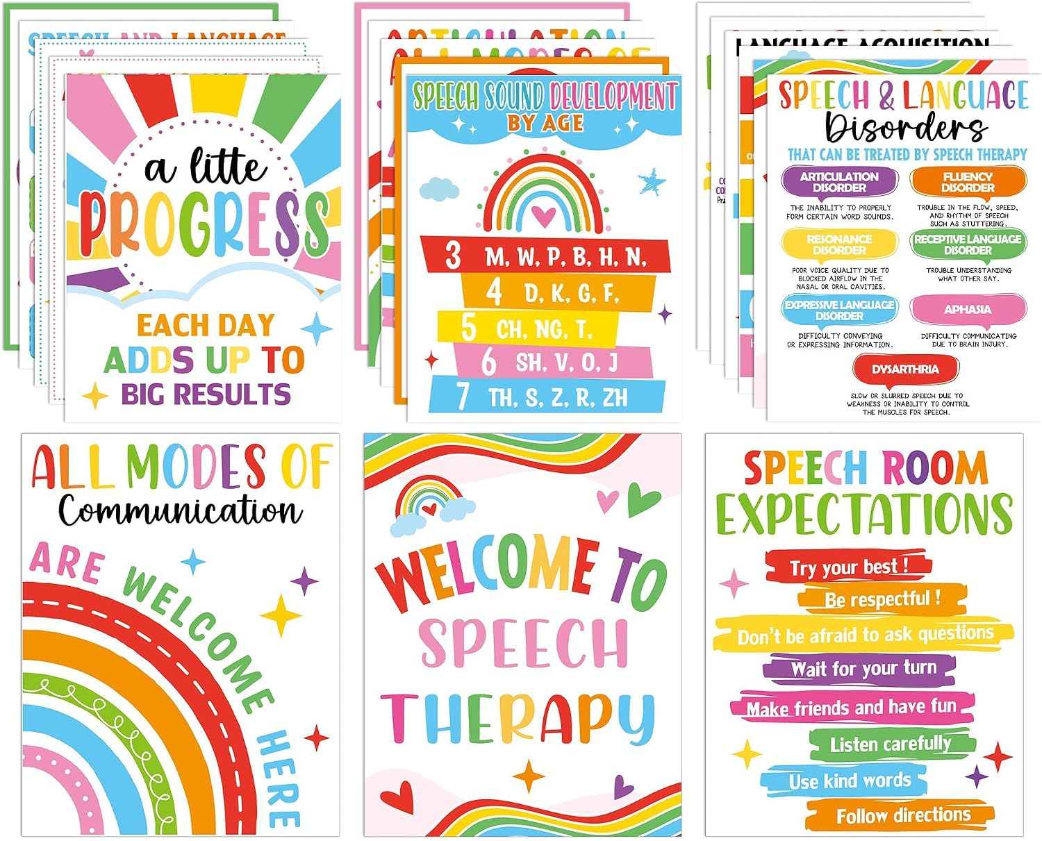 Amazon.com: 16Pcs Speech Therapy Posters for Classroom Decorations ...