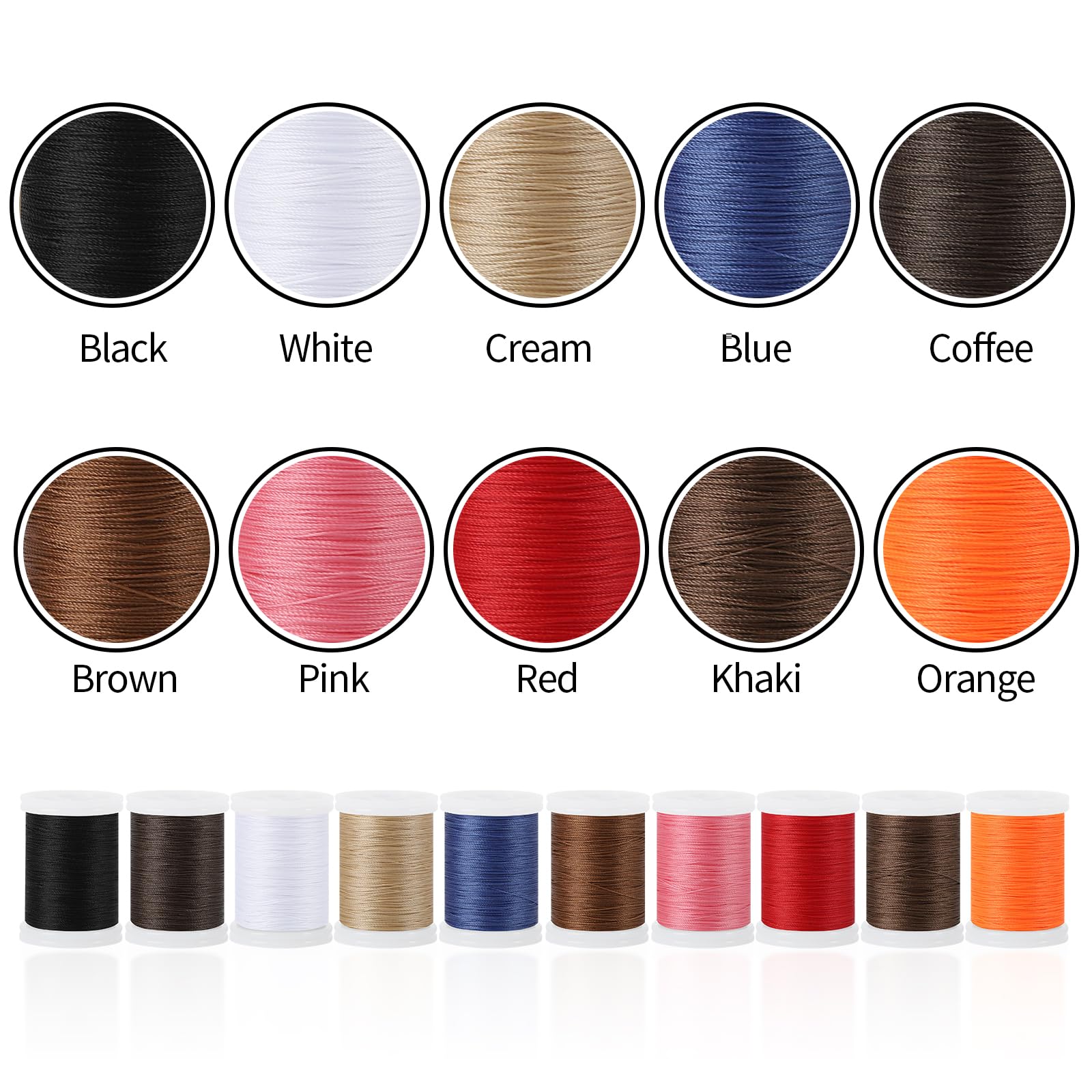 10 carretes de hilo de tapicería extrafuerte, hilo de nailon unido para máquina de coser para coser 10 colores, hilo resistente para máquina, hogar, mano, manualidades, bricolaje y cuero vaquero