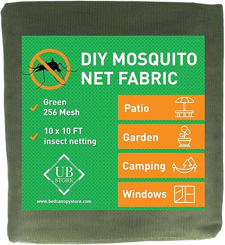 Mosquitera verde de bricolaje  Red de 10 x 10 pies  Cubierta de insectos para jardín, patio, exterior y ventanas  Varios tamaños en negro, blanco y