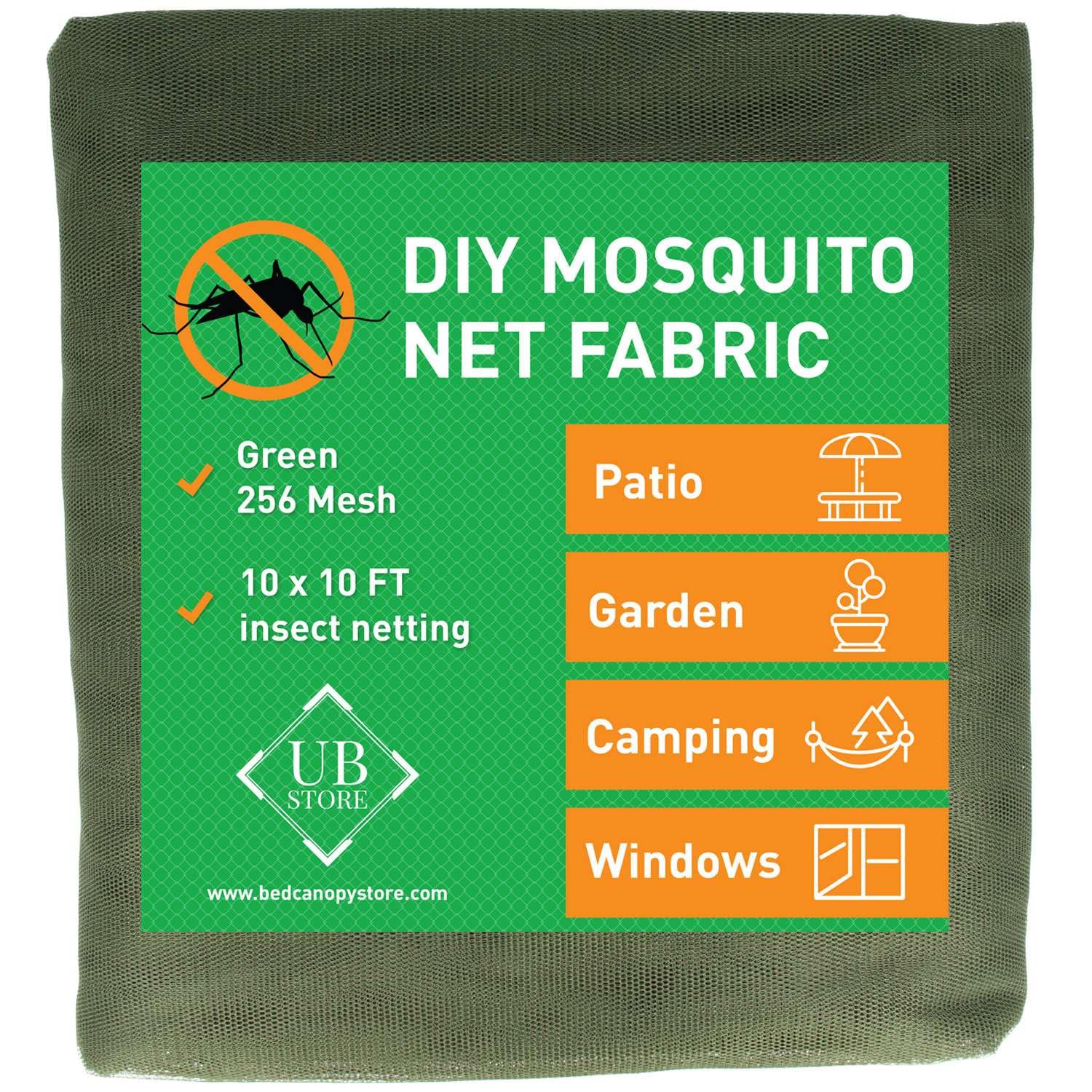 Green DIY Mosquito Net Fabric, 10x10 FT