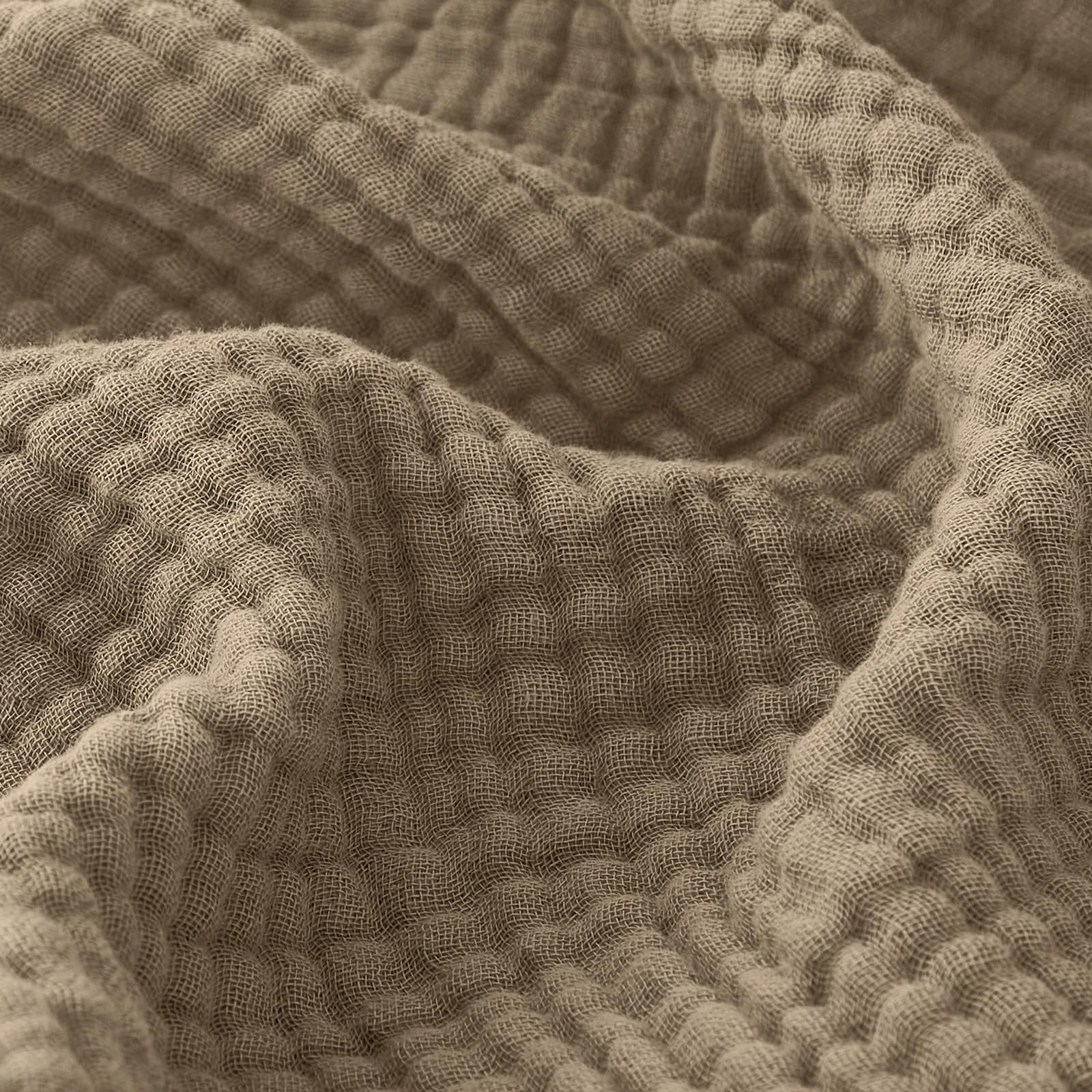 EMME Muslin Blankets for Adults Throw Blanket for Couch Breathable Gauze Soft Lightweight Airy Tan Throw 50" x 60"