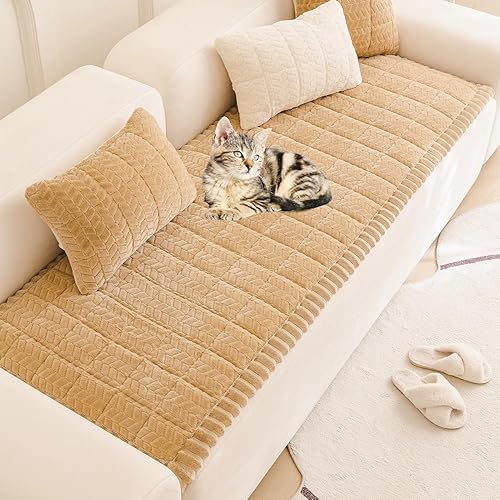 Miniatura 6 de Mivnue Funda protectora de sofá para mascotas, lavable, antideslizante, para sofás y sofás, tapete para perros (café, 27.6 x 70.9 pulgadas)
