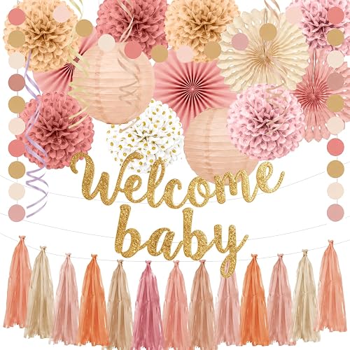 ArtSocket Boho Baby Shower Decorations, Blush Pink and Peach Palette