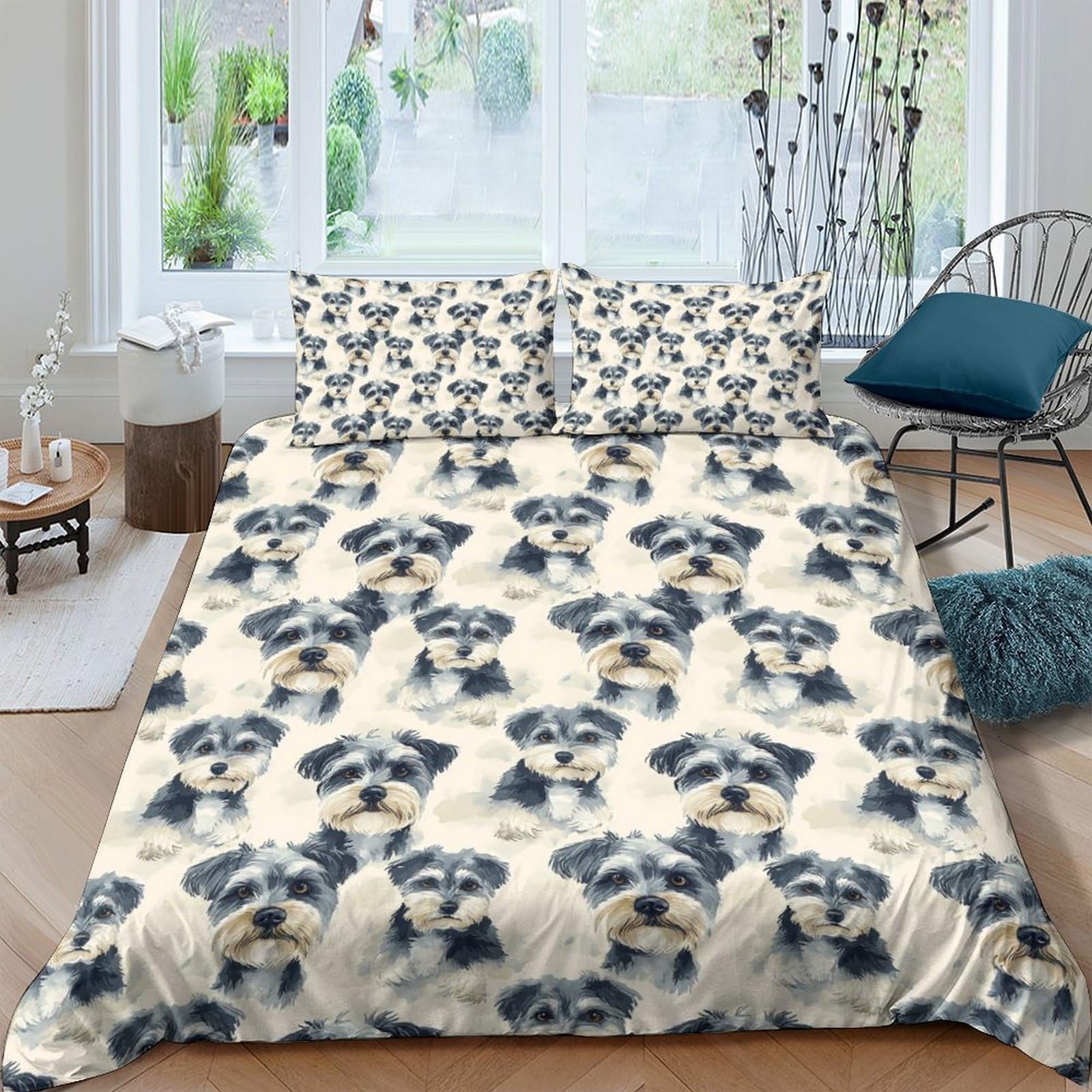 Ctjqhvkz Style-9 3D Printed Dog Face Fitted Sheet Microfiber Bedroom Decor Mattress Cover For Home Guest Room Easy Care Single（135X200cm）