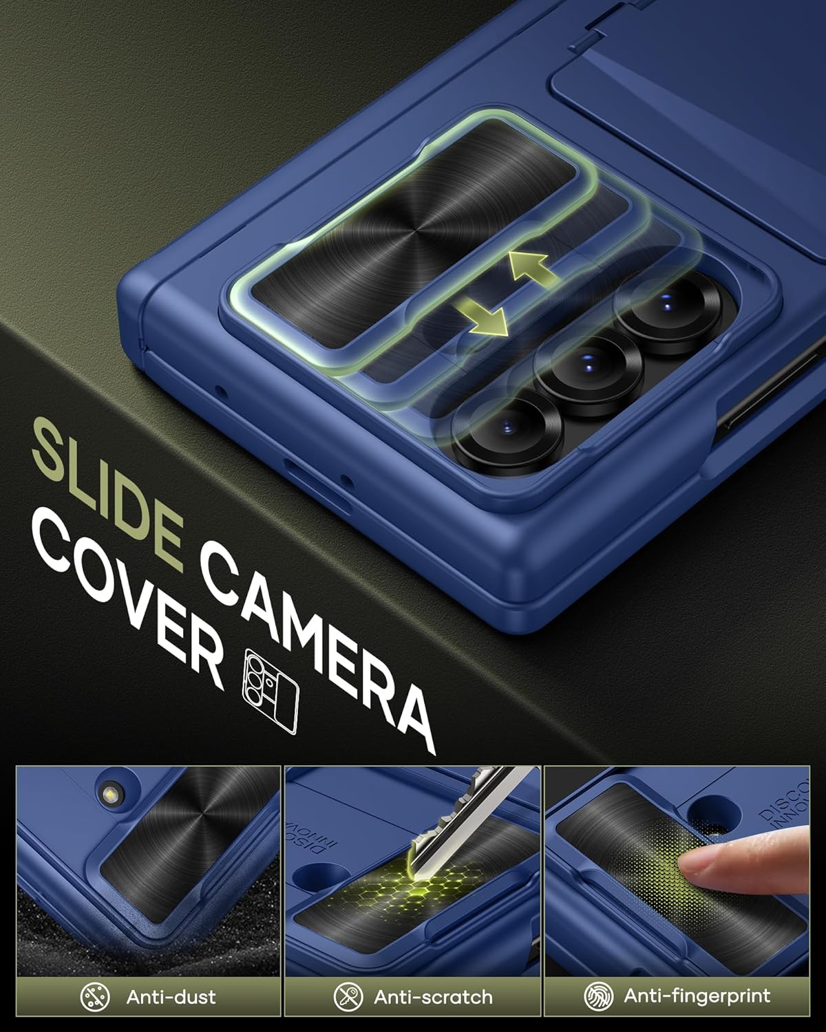 for Samsung Galaxy Z Fold 7 Case Stand, Built-in & Camera Cover & Card Holder & Hinge Protection & Screen Protector, Wallet Rugged Full Body Protective Phone Case for Galaxy Z Fold 7 2025, Blue