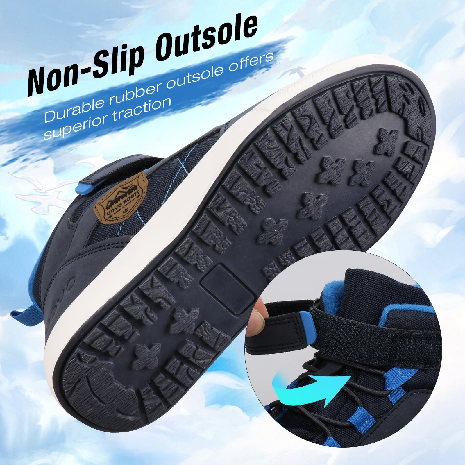 UOVO Chaussures D'hiver pour Garçons Baskets pour Enfants Bottes de Neige Résistantes à l'eau Chaussures D'extérieur Doublées Chaudes