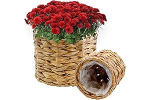 AuldHome Lined Seagrass Basket Planters: Farmhouse Beauty for Your Plants