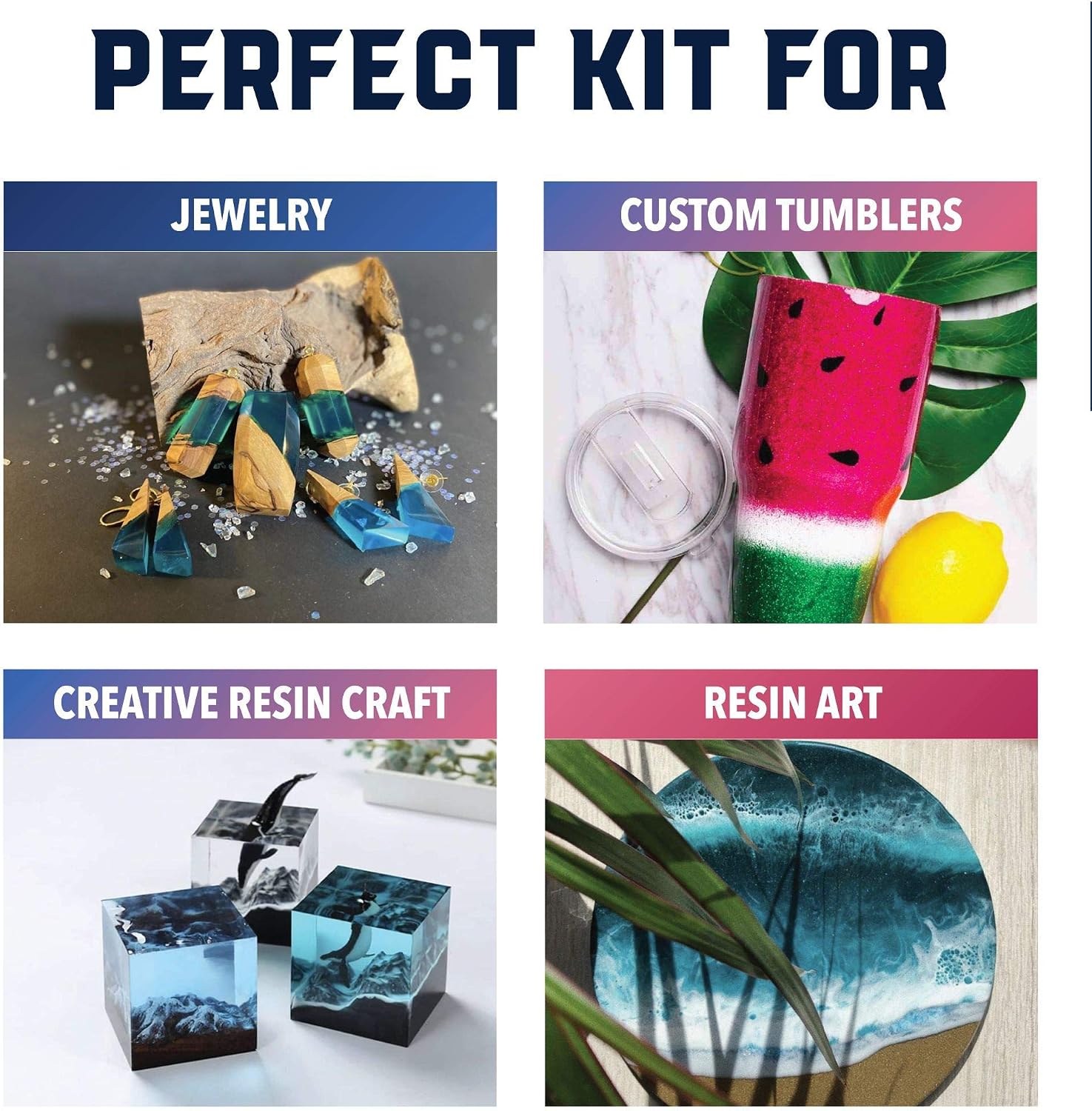 Epoxy Lab - 2 Part Epoxy Resin Crystal Clear - Special Arts & Crafts, Jewellery, Tumblers, DIY - 16oz Classic Kit