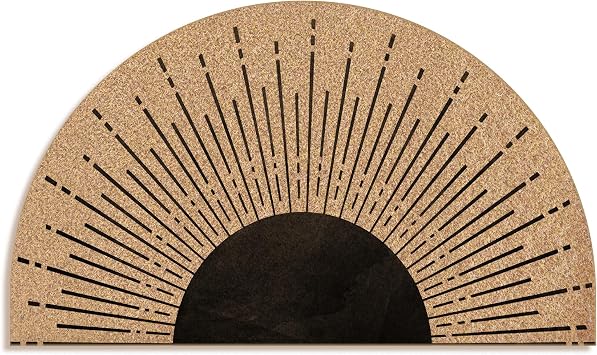 Mingnei Boho Sun Coco Coir Half Circle Door Mat for Home House Entrance, Abstract Minimalist Black Boho Sunshine Sunset Sunrise Floor Mats for Outdoor Outside Entryway 30x17 Welcome Mat
