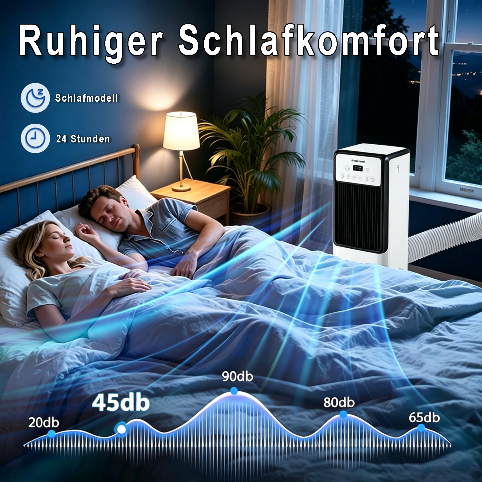 MOZIMO 4-in-1 Kalt-/Warmluft-Ventilator mit Wasserkühlung | Leiser Turmventilator & Raumkühlgerät mit Fernbedienung | Oszillation & 7-Stunden-Timer | Für alle Jahreszeiten geeignet