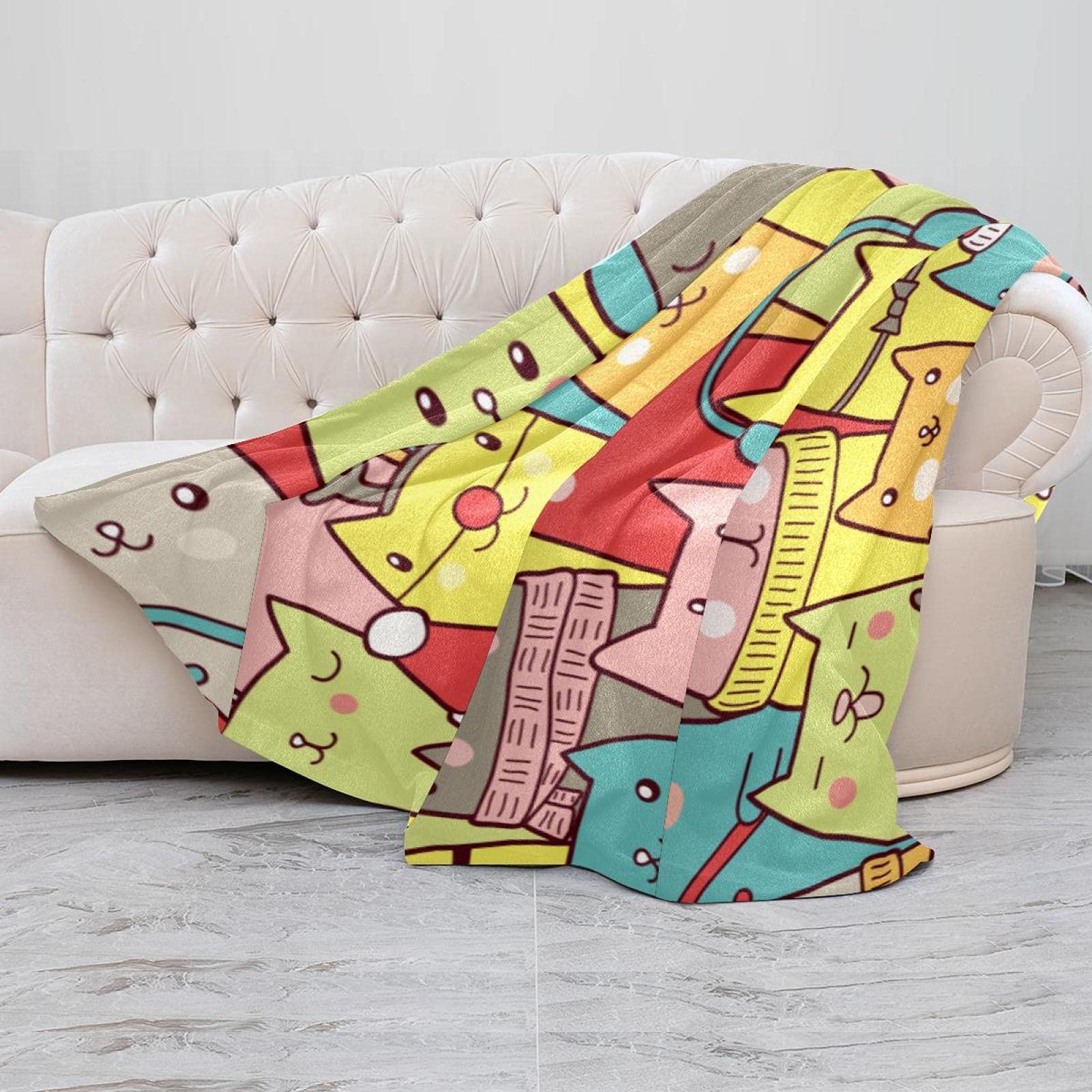 Coperta in pile per gatti del fumetto, coperta super morbida e lussuosa