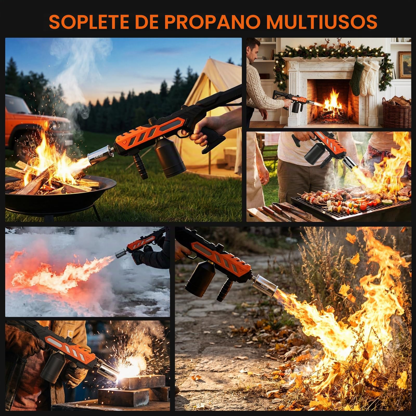 Potente pistola de soplete de propano, pistola lanzallamas de llama ajustable, antorcha de cocina con diseño desmontable, soplete lanzallamas para barbacoa, sellado de filetes, soldadura, encendedor