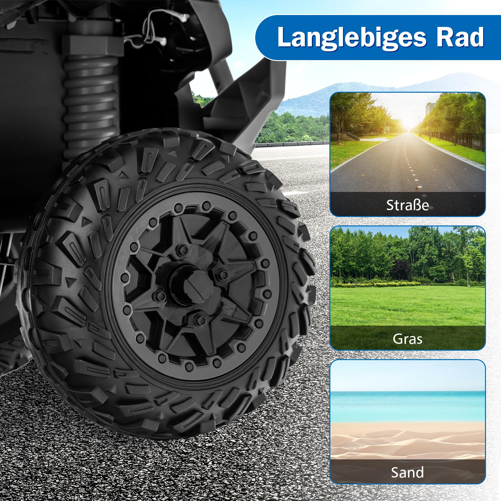GOPLUS 12V Elektryczny quad dla dzieci, pojazd dla dzieci z reflektorami LED, muzyką i klaksonem, elektryczny samochód z 4 antypoślizgowymi kołami i powolnym startem, dla dzieci w wieku 3–8 lat, do 35