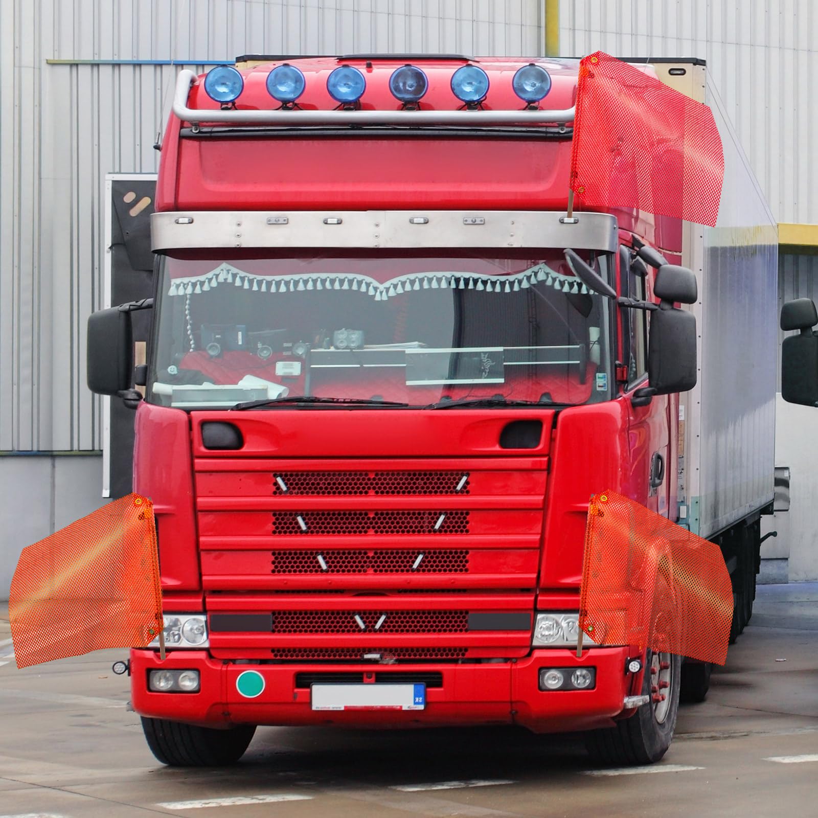 Newwiee 15 Pcs Safety Flag Kit Includes 2 Oversized Load Banner Oversize Load Sign, 8 Red And Orange Flag Warning, 1 Bag And 4 Flag Magnet For Truck Cargo Pedestrian Crossings Construction