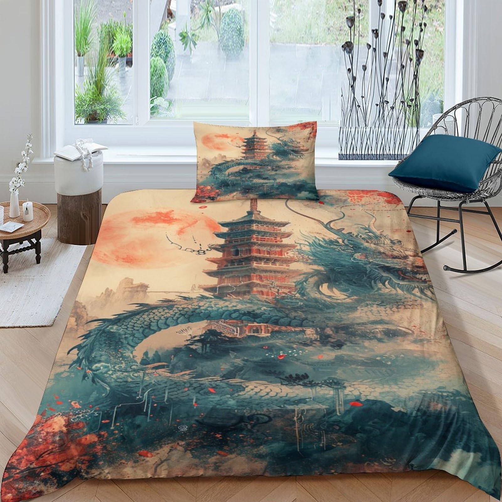 Gnmrtfeae Boys Style Tower Comforter Cover Duvet Cover Quilt Cover For Girls Soft Microfiber With Pillow Cases With Zipper Closure Bedding Set 2 Pieces Single（135X200cm）