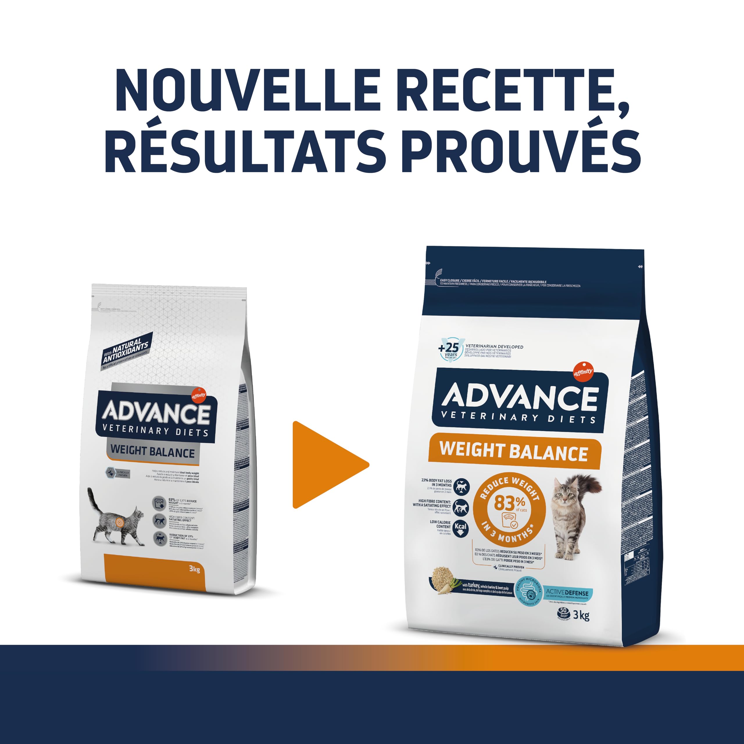 Advance Veterinary Diets Weight Balance - Croquettes pour Chats avec des Problèmes de surcharge pondérale - 3kg