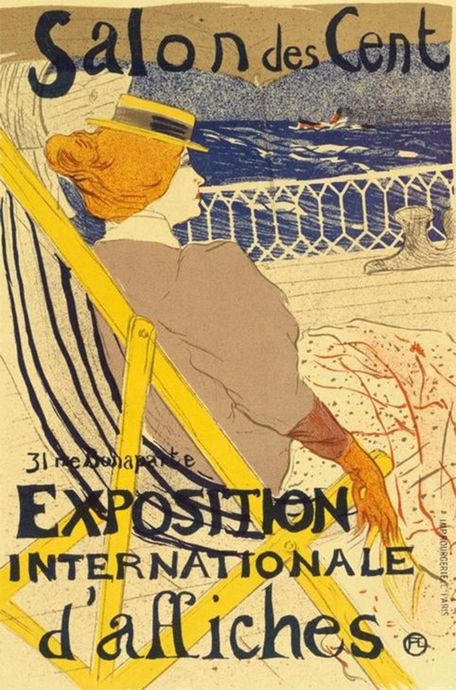 POSTERIIk Vintage Print Pop Art Landscape Artwork the Passenger of or Yacht Ride by Henri De Toulouse Lautrec Art Prints for Office Home Decor 60x90cm