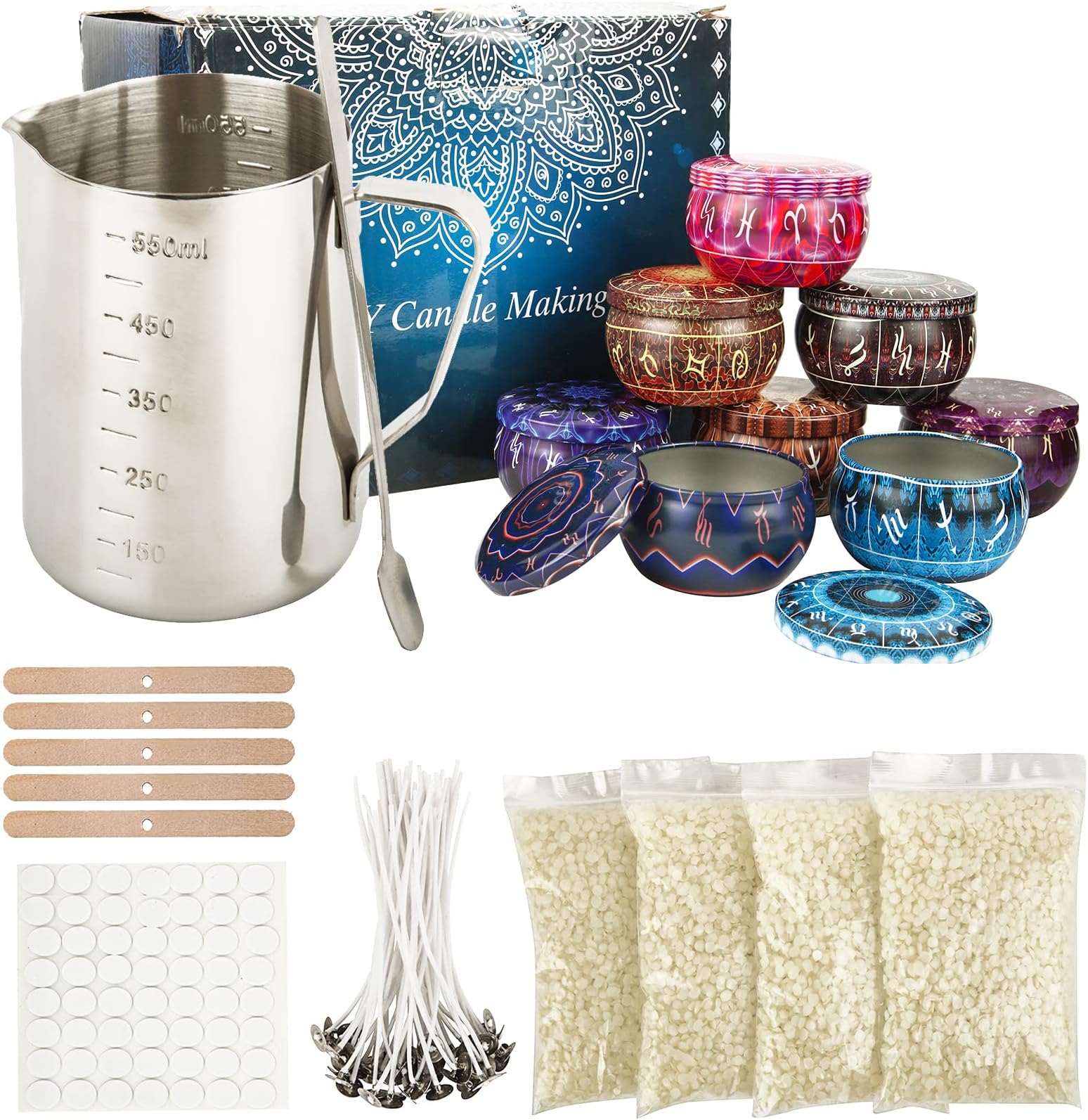 Kilixin Candle Making Kit, Including Zodiac Candle Tins, Pouring Pot