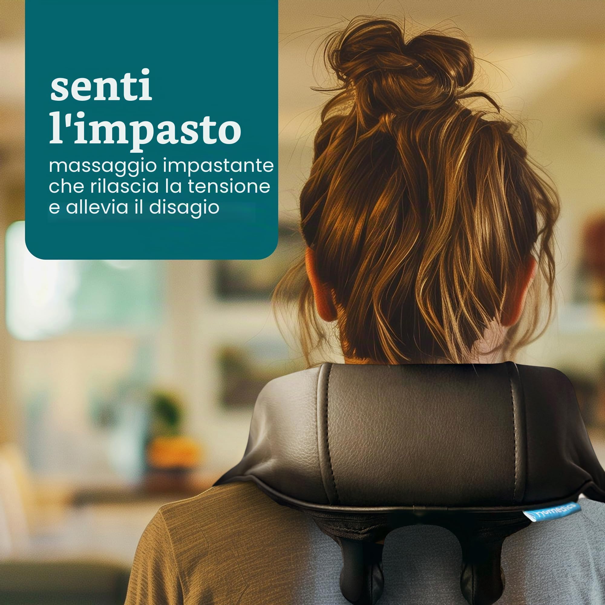 Homedics Massaggiatore per Collo con Calore, Dispositivo Senza Fili | Per Collo e Spalle, 2 Livelli di Intensità, 4 Testine Rotanti, Lenitivo, Anti-Stress