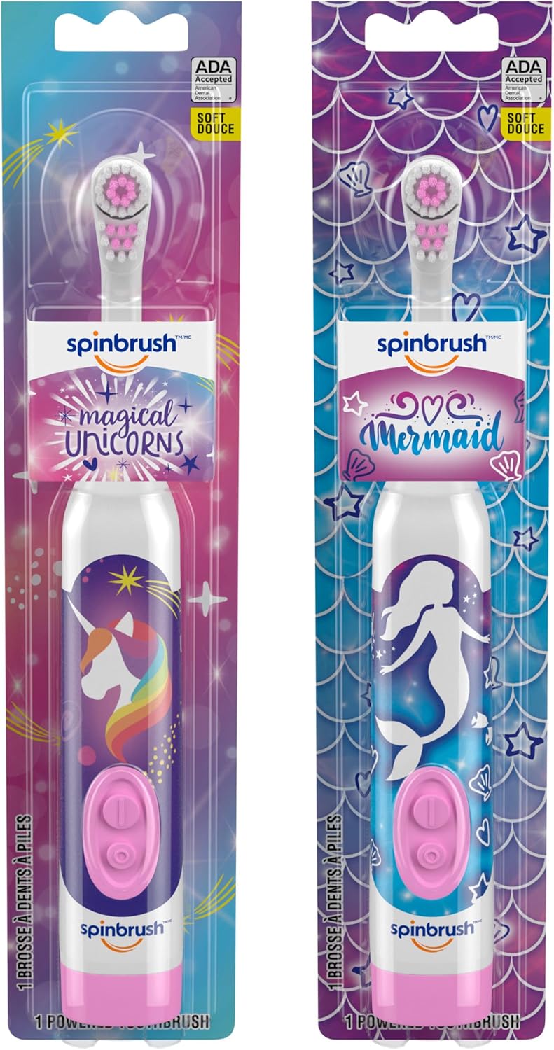 Spinbrush Mermaid & Unicorn Kids Electric Toothbrush 2-Pack, Battery-Powered, Soft Bristles Spinbrush Mermaid & Unicorn Kids Electric Toothbrush 2-Pack, Battery-Powered, Soft Bristles