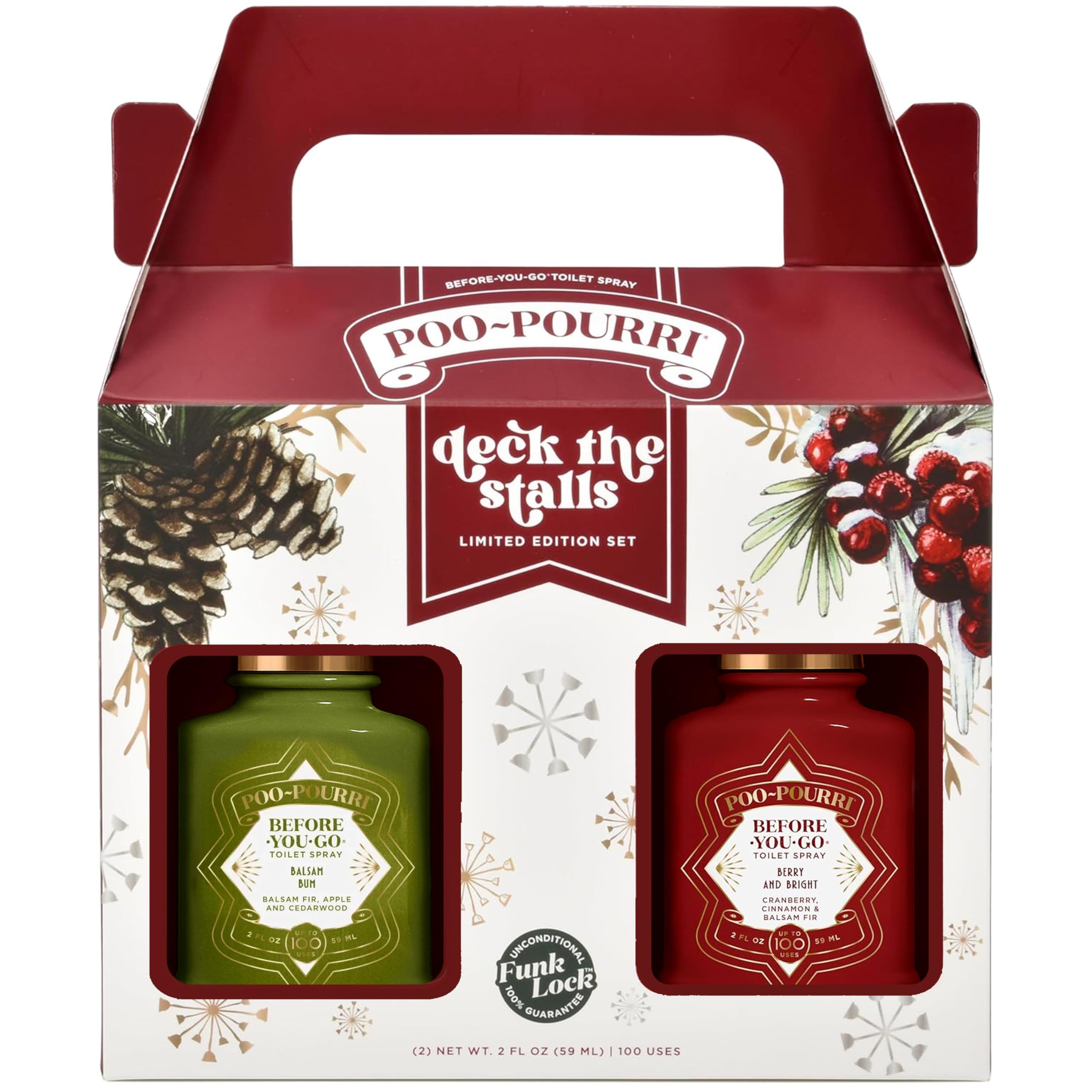 Poo-Pourri Before-You-Go Toilet Spray Gift Set, Spritzmas Sprice and Oh Spritzmas Tree 2 Ounce Bottles in Gift Box