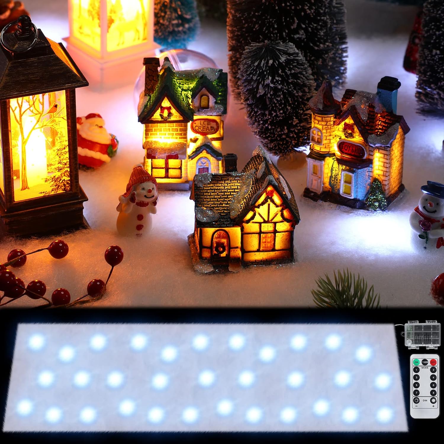 Christmas Snow Blanket with LED Lighted Snow Table Runner Light LED