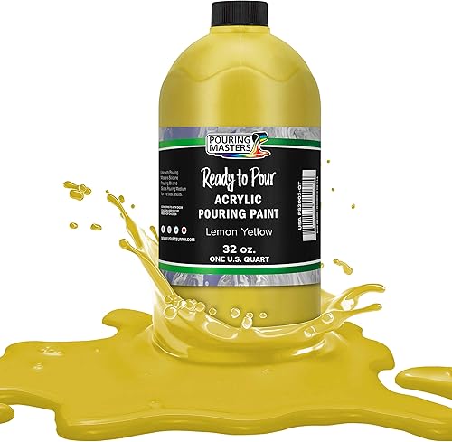 Pintura acrílica para verter, blanco titanio, Pouring Masters - listo para verter Premium, 32 onzas, pre-mezclado a base de agua para lienzo,