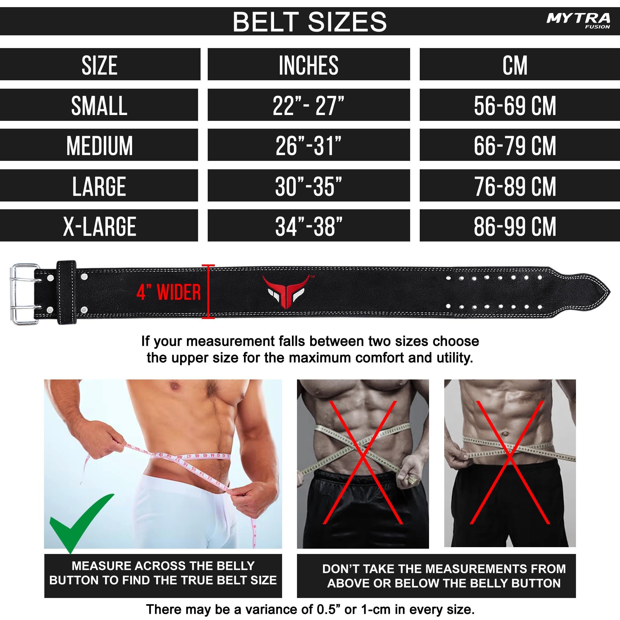 Mytra Fusion Power Weight Lifting Belt L4 Weight Training Leather Belt Power Belts for Squats Workout