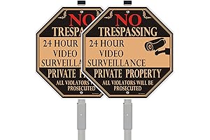 No Trespassing Signs with Stake - 28" Long Stake and 10" x...