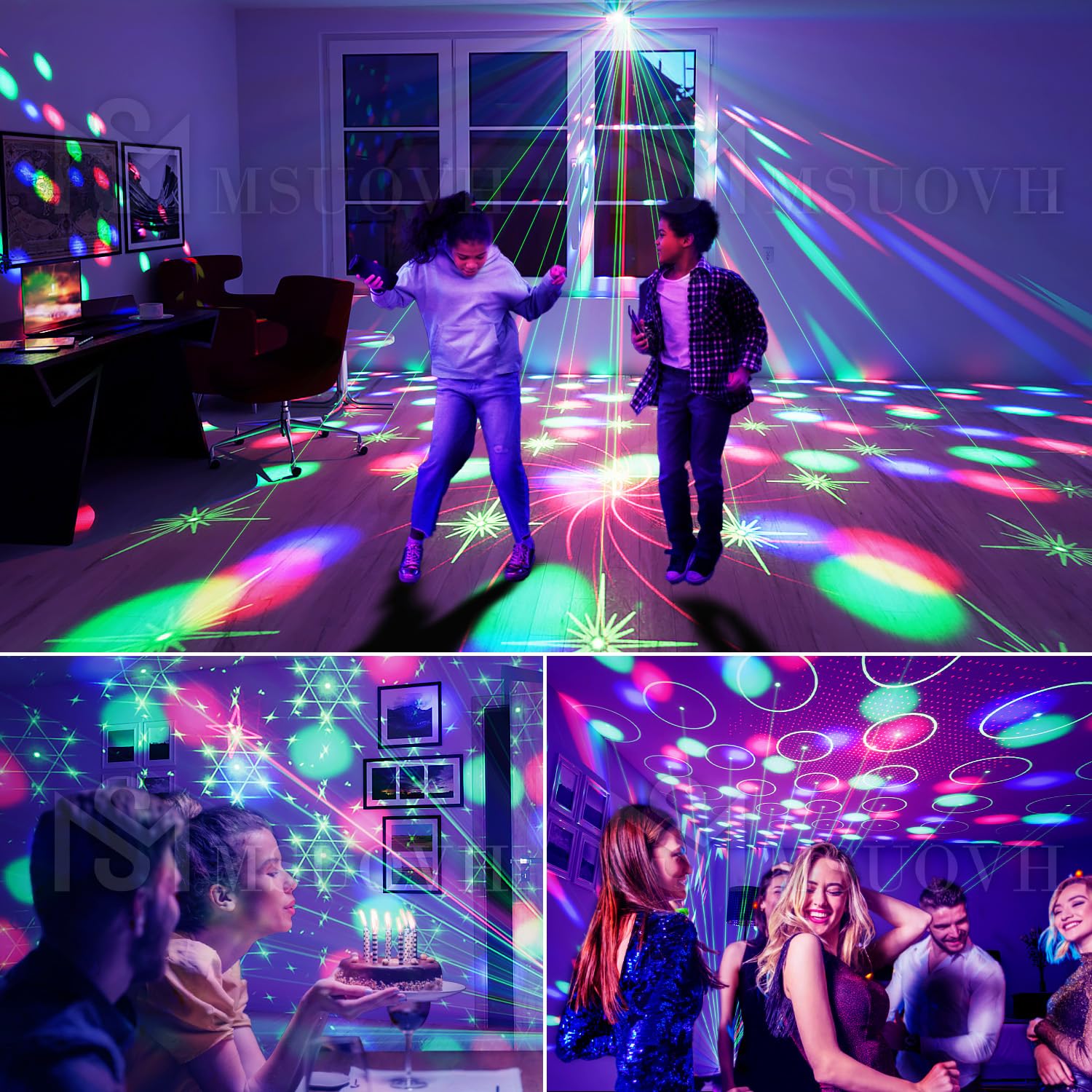 Palla da discoteca Luci per feste Dj Luce da discoteca Suono Attivata Strobe Luce del palcoscenico per feste Indoor Dance Regalo di compleanno Bar Club Matrimonio Rave Home Room Karaoke Capodanno