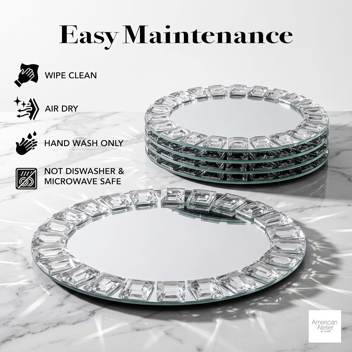 Charge It by Jay Mirror Glass Charger Plate 13” Decorative Melamine Service Plate for Home, Professional Dining, Perfect for Upscale Events, Dinner Parties, Weddings, Catering, 1 Piece, Big Beads image 5