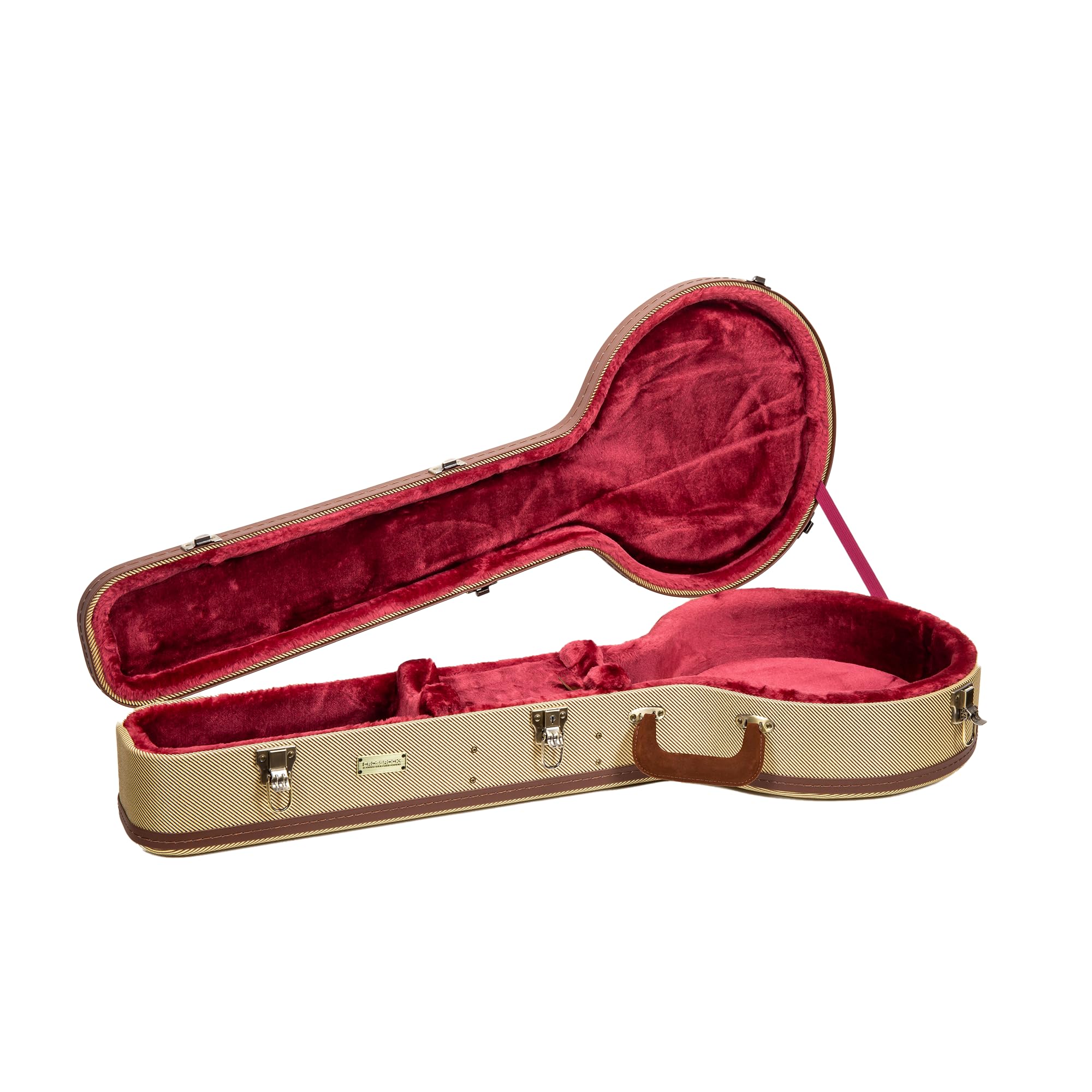Crossrock Estuche rígido para Ukelele con Cierre TSA, 100% Fibra de Vidrio, Correas Acolchadas extraíbles, higrómetro, Gran Espacio de Almacenamiento para Accesorios, Tejido de Tweed, 5-saitig mit