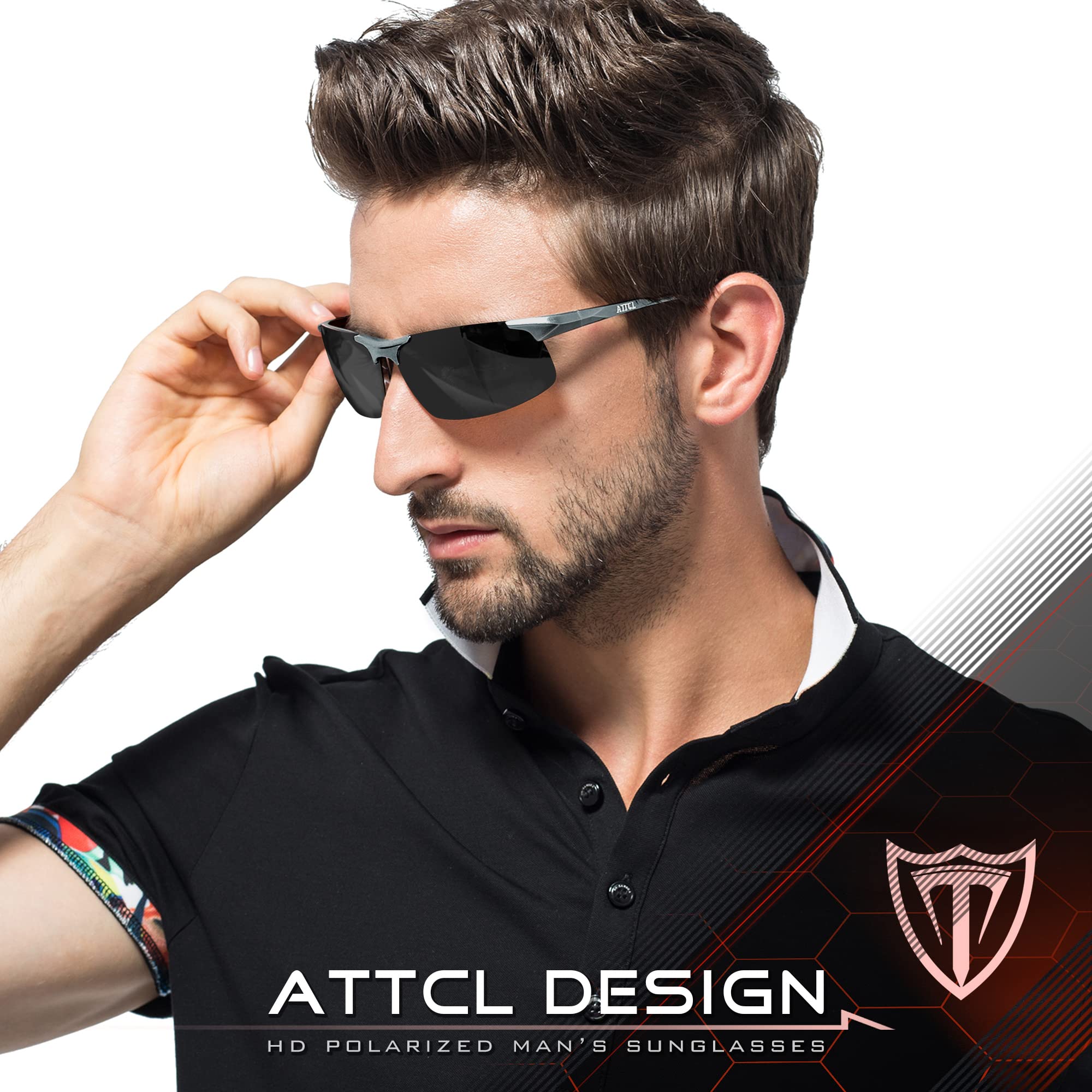 ATTCL Occhiali da sole polarizzati da uomo, per pesca, golf, protezione UV400