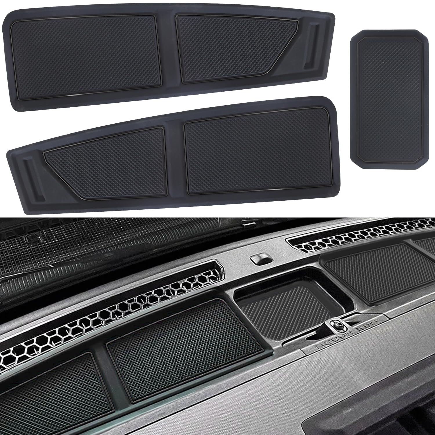 LOCOY Dash Cover Tray for Ford Bronco Accessories 2021 2022 2023 2024 2025 2026, Dashboard Mat, Anti-Slip Silicone Insert, Anti Dust Interior, Dash