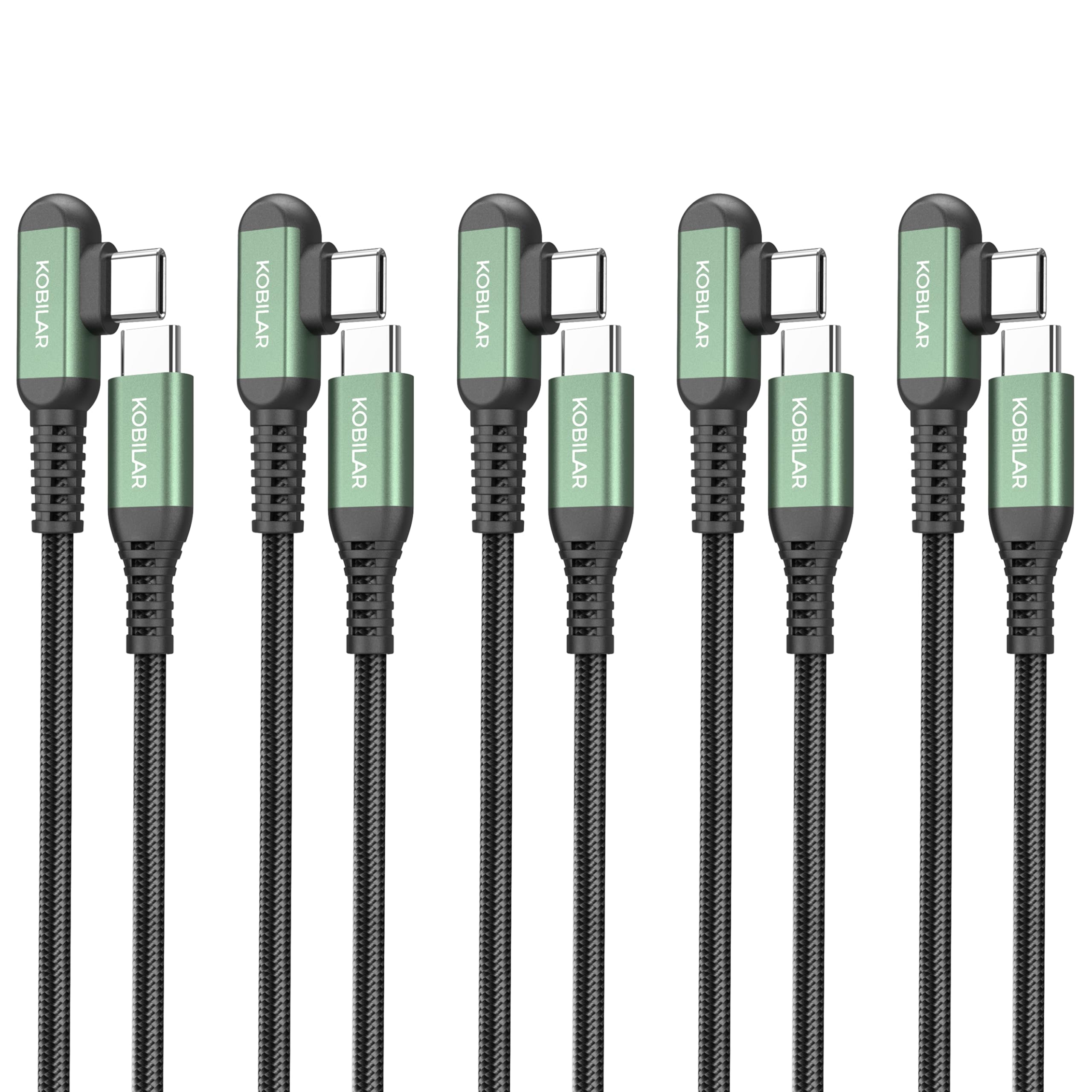 Kobilar USB C to USB C Cable, Braided Type C Charger Fast Charging Right Angle Cable, Type C 90 Degree for iPhone 17/16 Pro Max Plus, iPad Pro, USB C