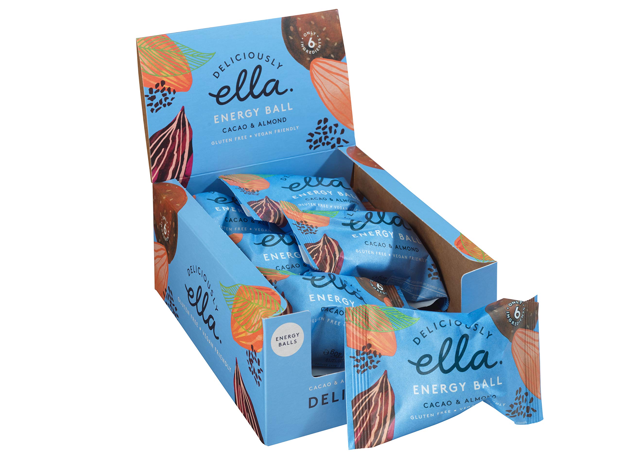 Deliciously Ella Energy Ball Cacao / Almond Multipack 12 x 40g vegane Energiekugeln gesunde Snacks glutenfrei zuckerfrei