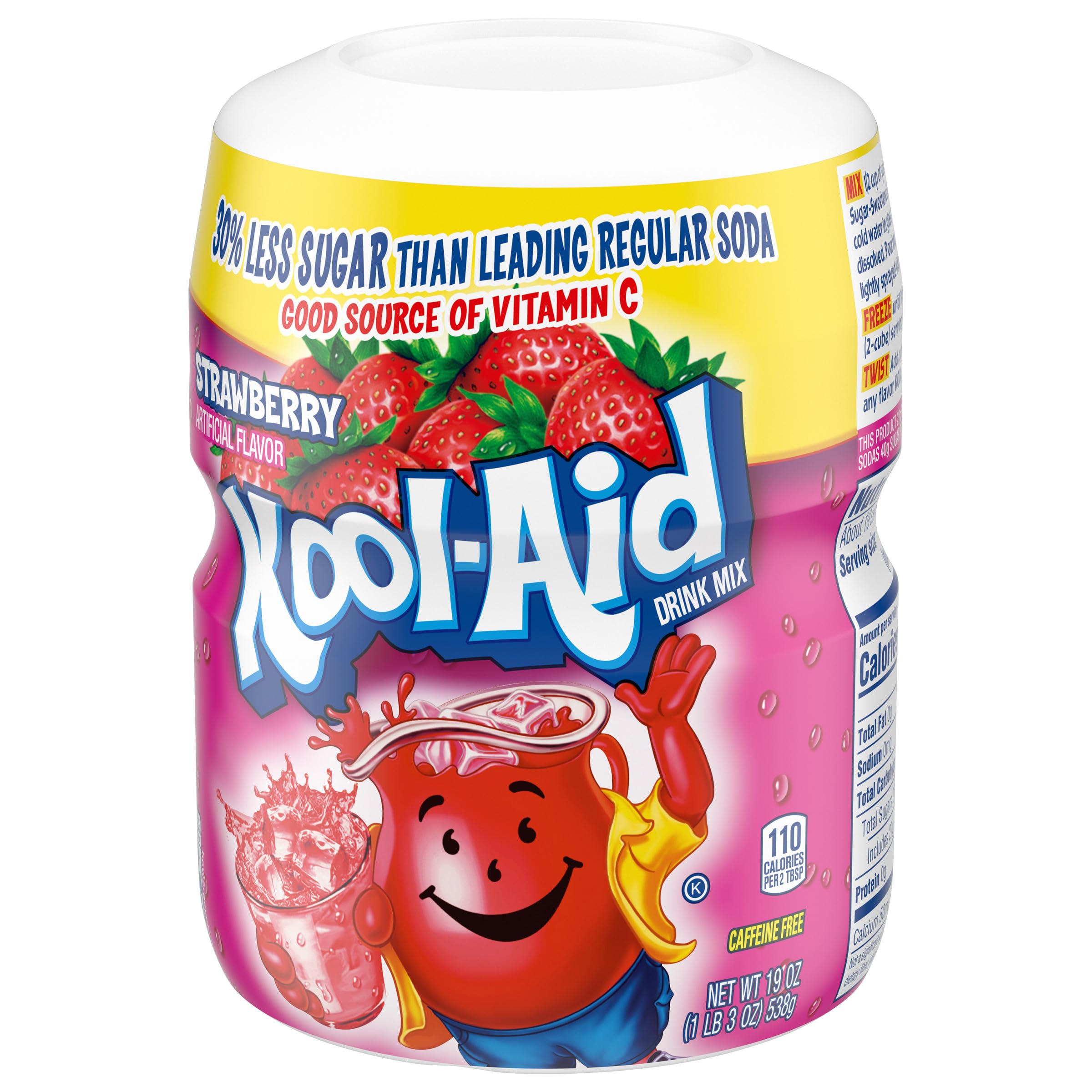Kool-Aid Sugar-Sweetened Strawberry Artificially Flavored Powdered Soft Drink Mix, 19 oz Canister