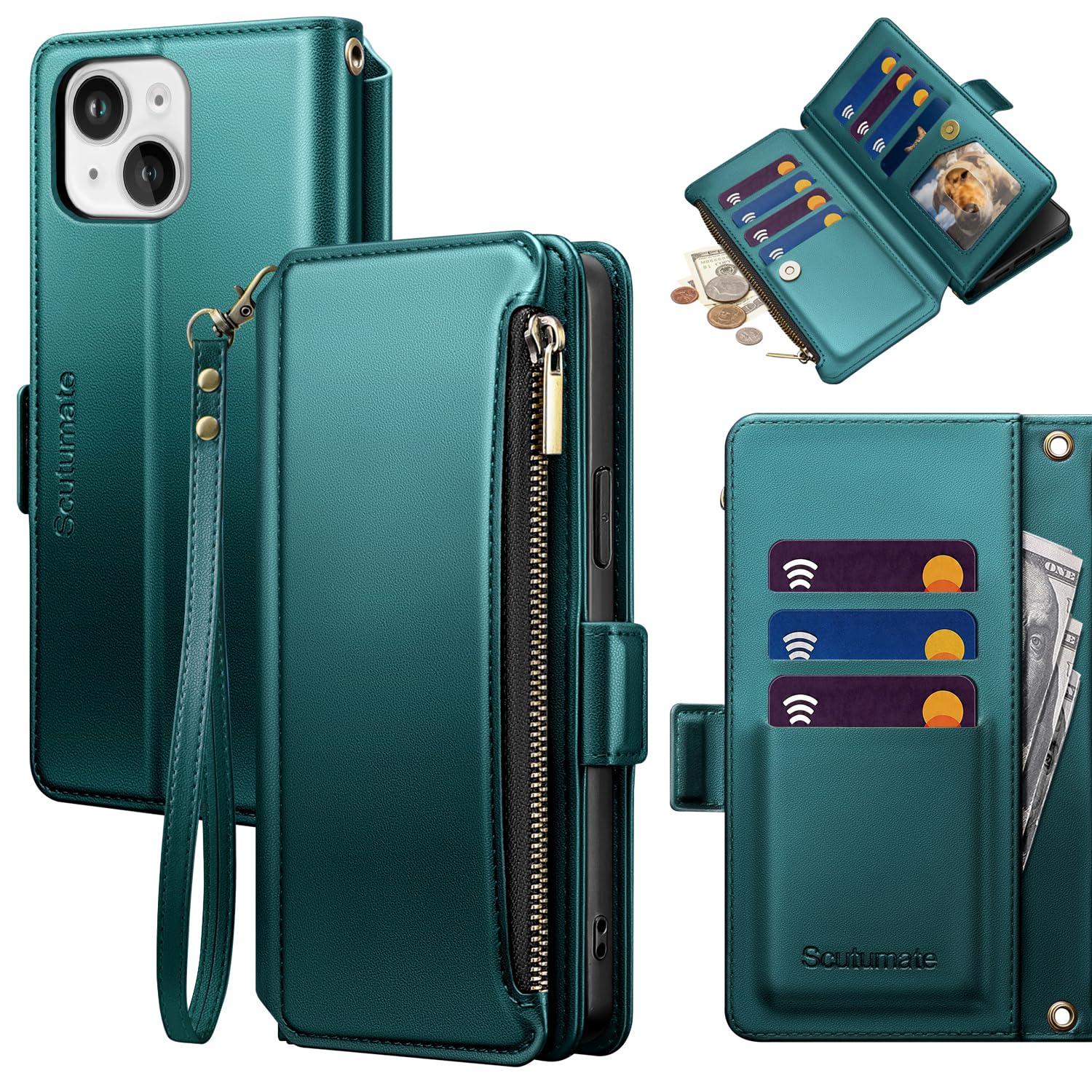 for iPhone 14 Wallet Case with Card Holder,Indigo Blue