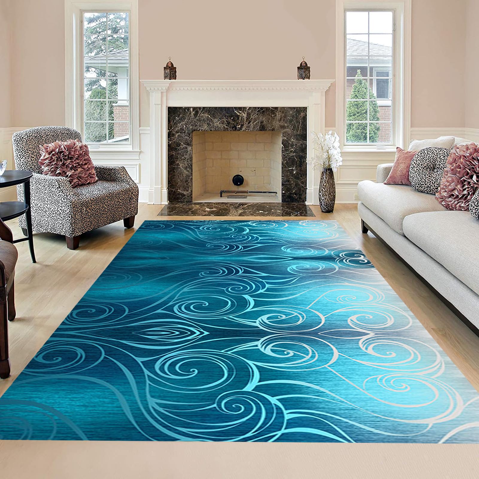 Tapis de couloir bleu 100x350cm anti-glisse pour sécuriser l'entrée familiale