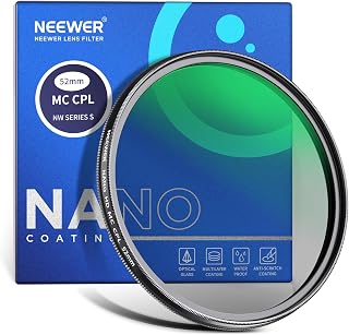 NEEWER 52mm Polarizer Filter, 24 Layer Multi Resistant Nano Coated MC CPL Circular Polarizing Filter with HD Optical Glass/Ultra Slim for Camera Lens, Reduce Reflection/Enhance Contrast/Reduce Glare