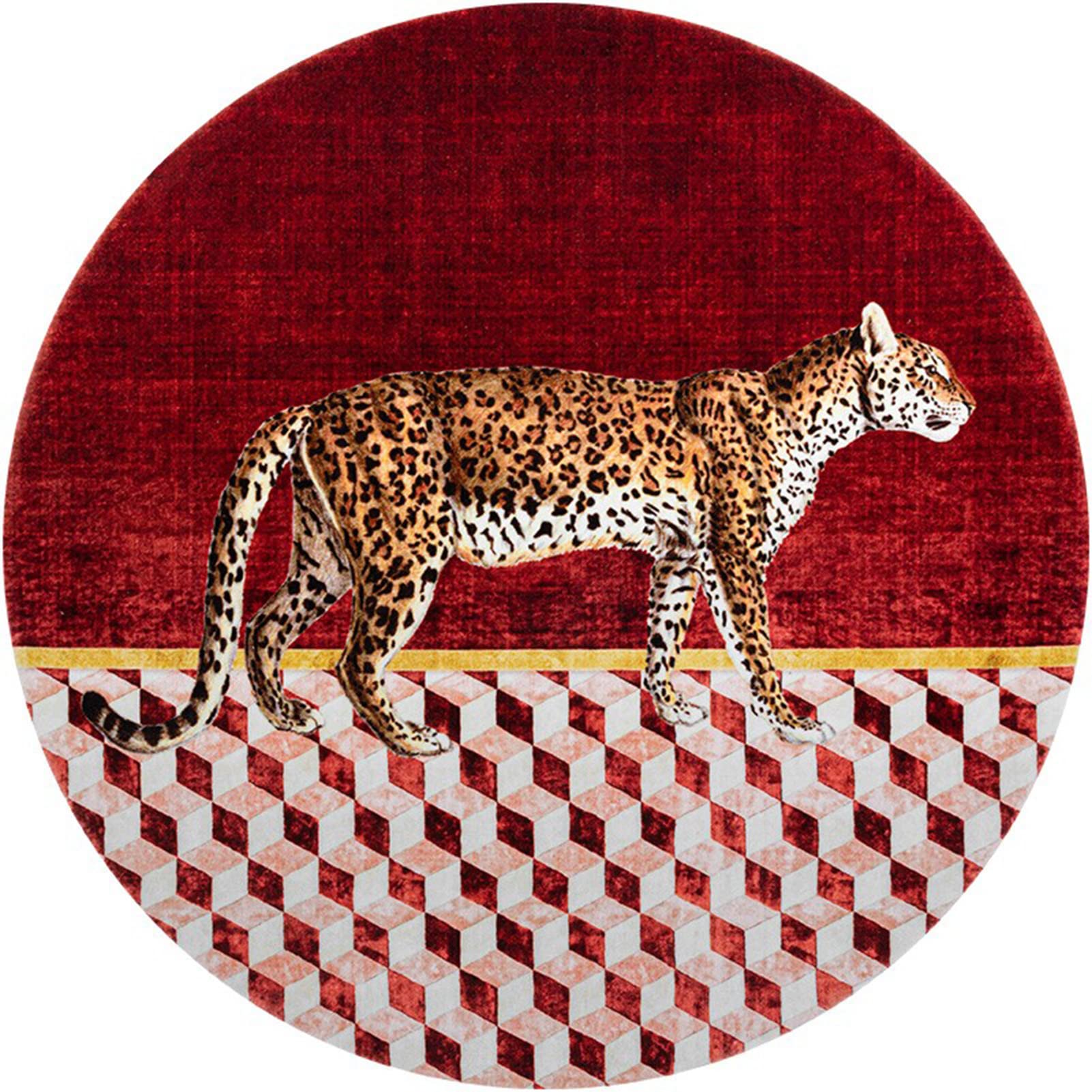 3D Animal Pattern Area Rugs, Cotton Linen Non-slip Bottom and Invisible and Delicate Welt Round Carpet for Indoor Home Decoration(Size:120cm)