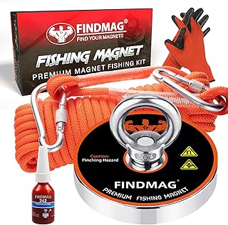 FINDMAG 1500 LBS Fishing Magnets, Fishing Magnet Kit Premium Kit for Retrieving in River and Magnet Fishing, Gift-Ready Packaging - 4.72 inch (120 mm) Diameter