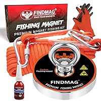 Vista 9 de FINDMAG Kit de imanes de pesca con fuerza de tracción de 600 libras, kit de imanes súper fuertes para pesca magnética y recuperación, idea de regalo