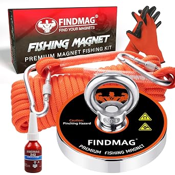 FINDMAG 1500 LBS Fishing Magnets, 4.72 Inch Neodymium Fishing Magnet Kit